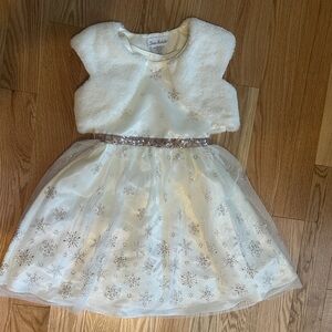 Jona Michelle off white Snowflake Dress with rose gold Accents